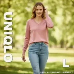 UNIQLO ユニクロ 長袖 ニット 古着 ピンク L 595