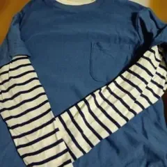 UNIQLO KIDS 長袖 ポケット付き ボーダー切替カットソー 150