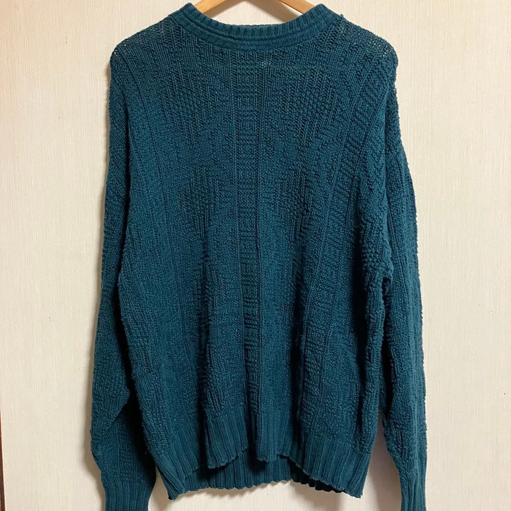 80s Woolrich 3D コットンニット セーター USA製 深緑