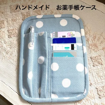 ハンドメイド お薬手帳ケース 水玉柄