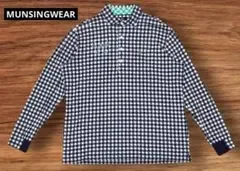 MUNSINGWEAR ハーフボタン 長袖シャツ チェッカー 刺繍ロゴ3L