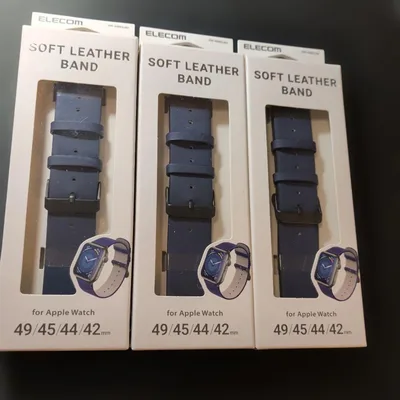 【3個セット】Apple Watch用 ソフトレザーバンド ネイビー