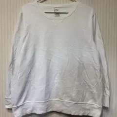 ジャストマイサイズ スウェット クルーネック 長袖 無地 2X 白 綿