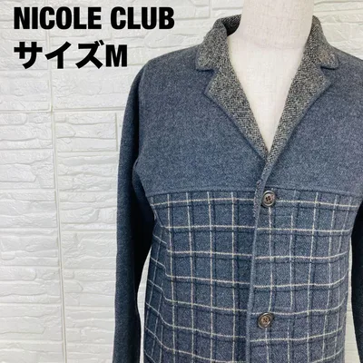 NICOLE CLUB テーラードジャケット グレー チェック柄 M【2578】