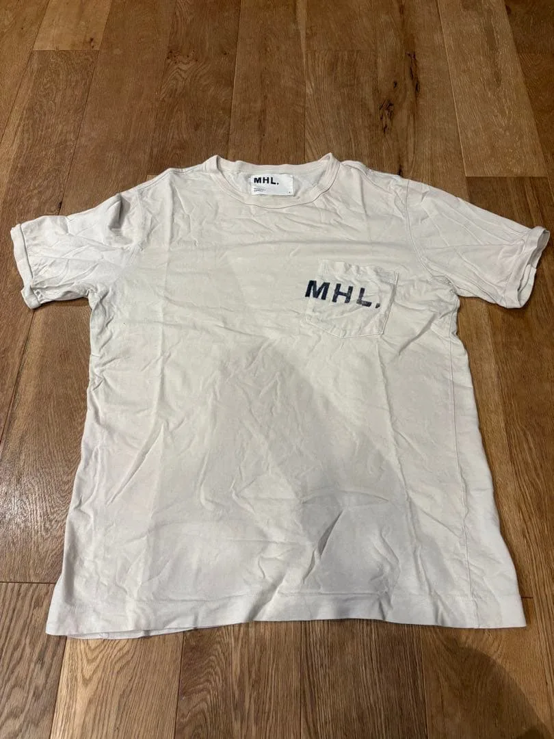 MHL. マーガレットハウエル 胸ポケット ロゴ Tシャツ オフホワイト L
