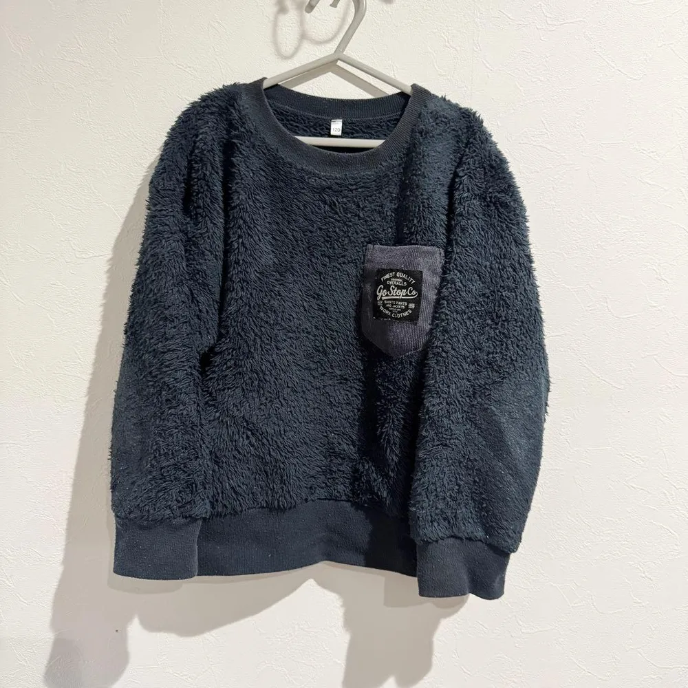 子供用 キッズ ボアフリース トレーナー ネイビー 120cm