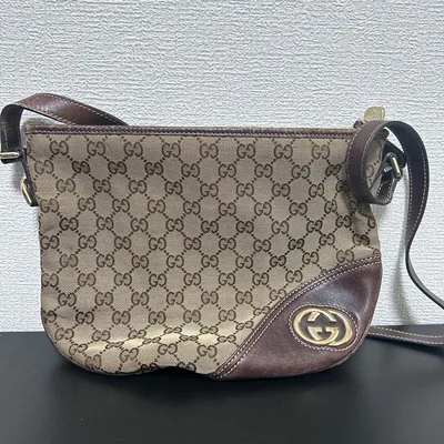 GUCCI GGキャンバス ショルダーバッグ ブラウン