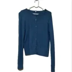 UNIQLO 長袖 クルーネック カーディガン ブルー