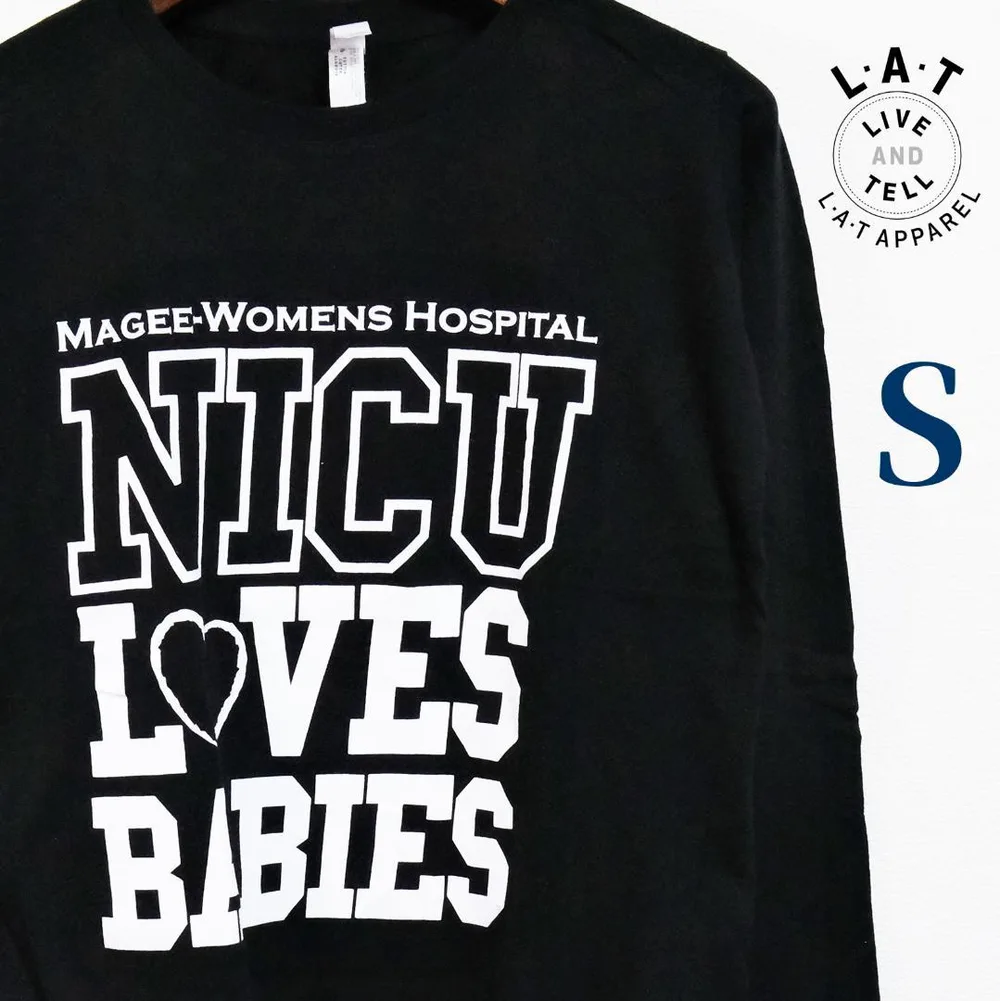 L.A.T NICU I LOVE BABIES 病院プリント ロンT S 黒