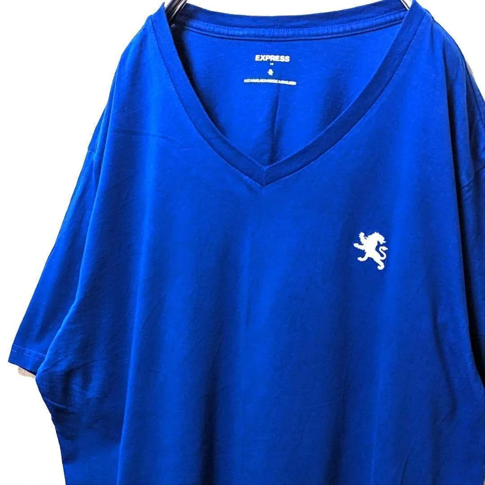 エクスプレス ロゴ刺繍 Tシャツ ブルー 青 XL 古着