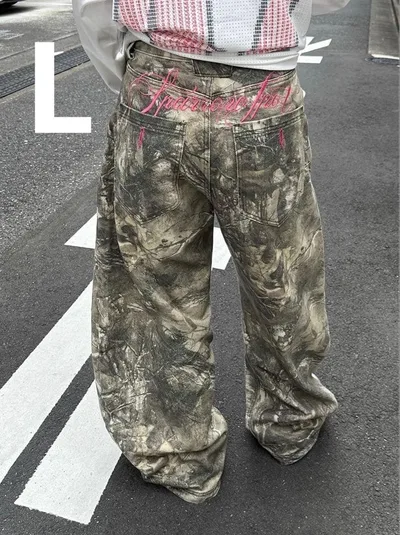 新品 Y2K 迷彩 ワイドパンツ カモフラ バギーパンツ リアルツリーストリート