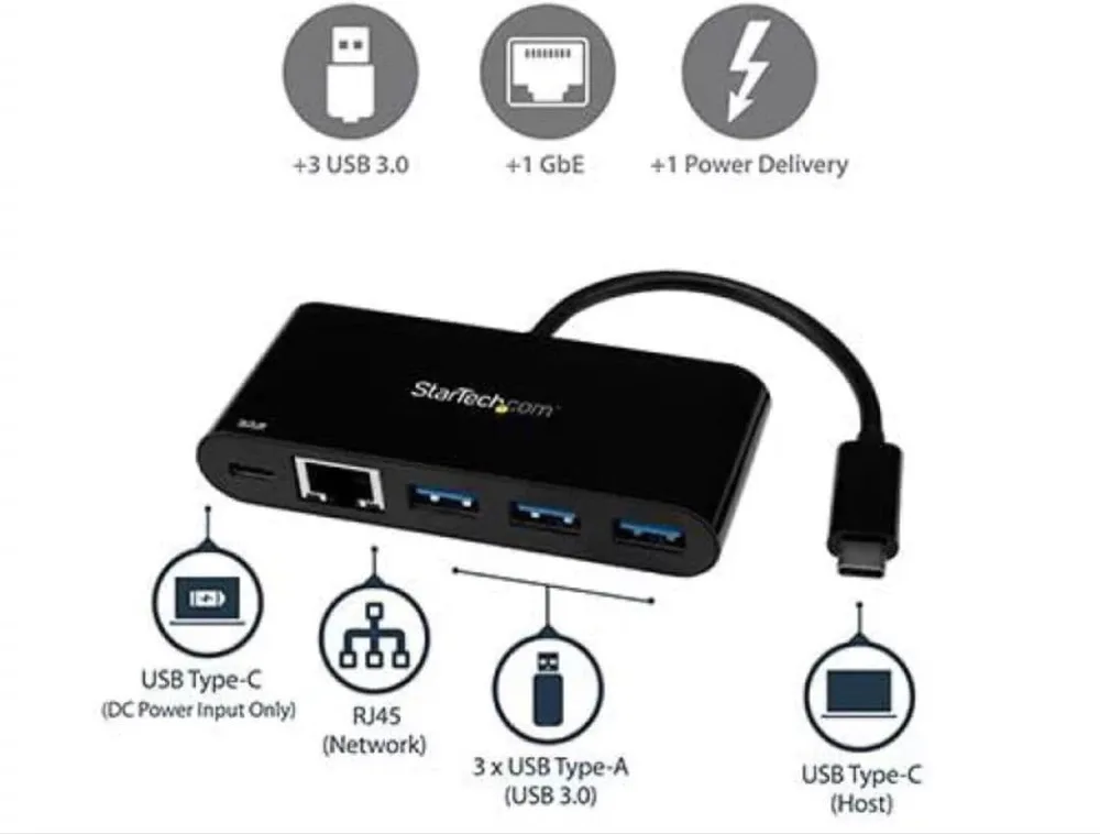 StarTech.com USB-C GbE変換アダプタ 3ポートUSBハブ