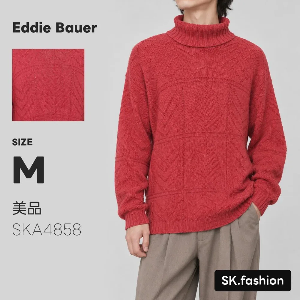 美品 Eddie Bauer トップス ニット 長袖 タートルネック 編み柄