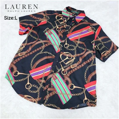 奇抜✨LAUREN RALPH LAUREN/チェーン/ベルト/総柄 半袖シャツ
