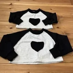 お揃い 90 120 長袖 トレーナー 2枚セット ハートモチーフ
