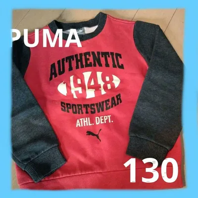 PUMA トレーナー 130 長袖 レッド グレー 裏起毛