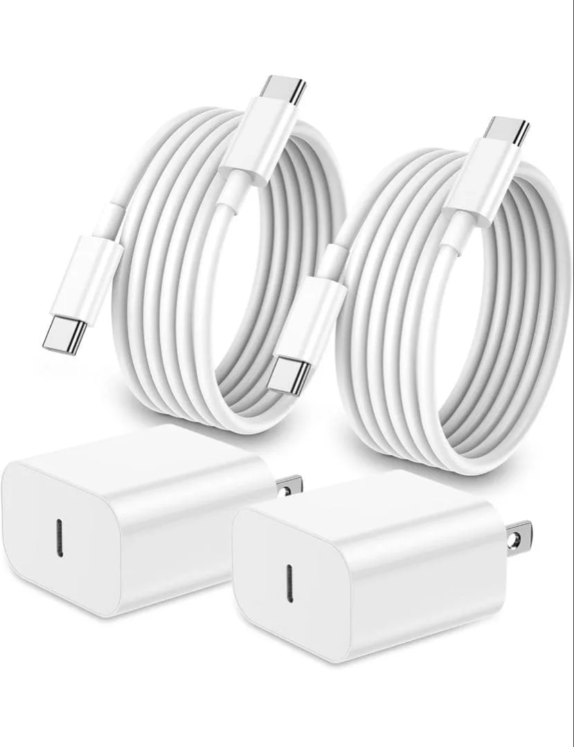 新品20W USB-C急速充電器x2 ケーブル2本 1.8mx2 PSE認証