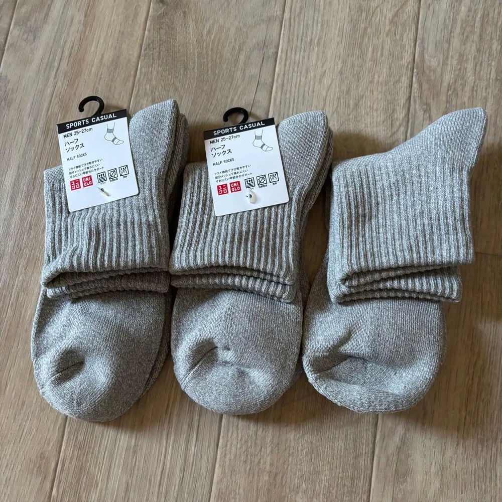 UNIQLO ハーフソックス 3足セット グレー 25-27cm