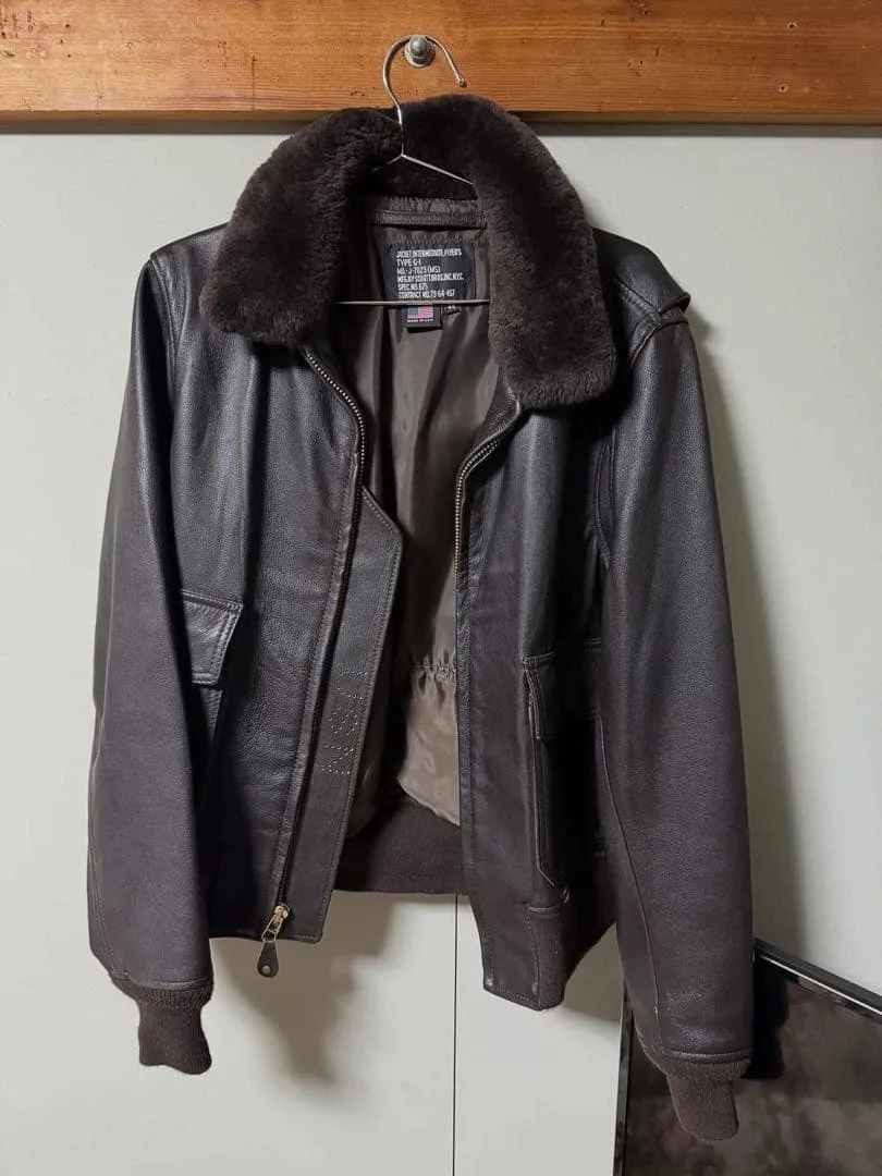 Schott G-1 Flight Jacket หนังสัตว์ สีน้ำตาล