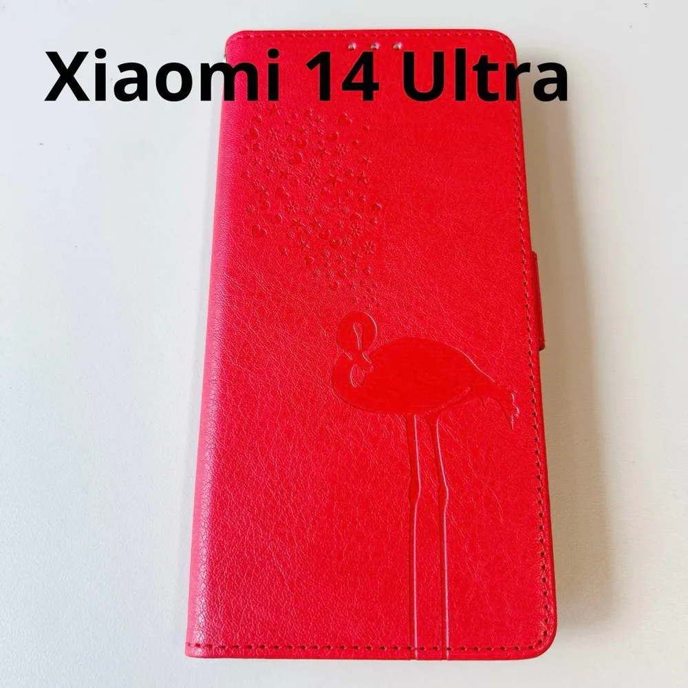 Xiaomi 14 Ultra スマホケース 手帳型 赤 カバー