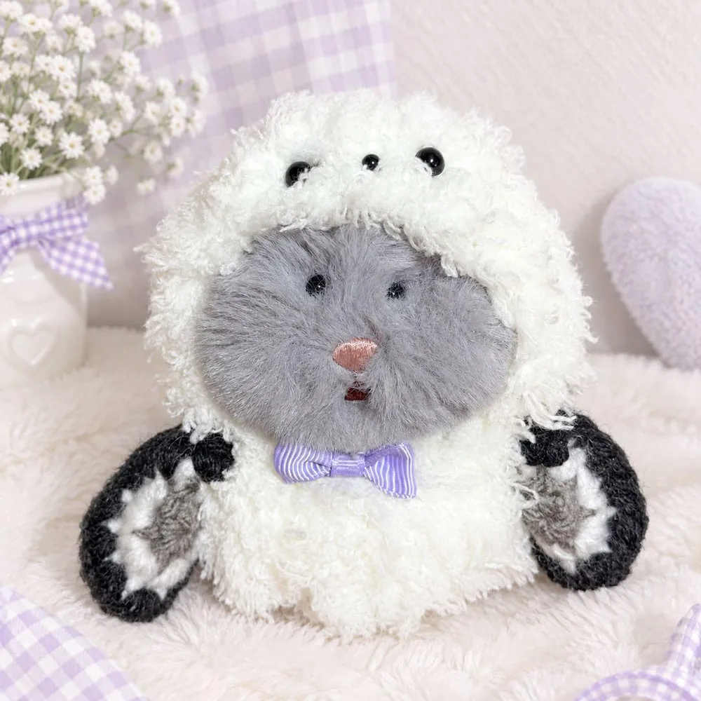 はむにぎり 着ぐるみ ハンドメイド シマエナガ もこもこ 紫リボン