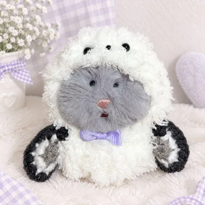 はむにぎり 着ぐるみ ハンドメイド シマエナガ もこもこ 紫リボン