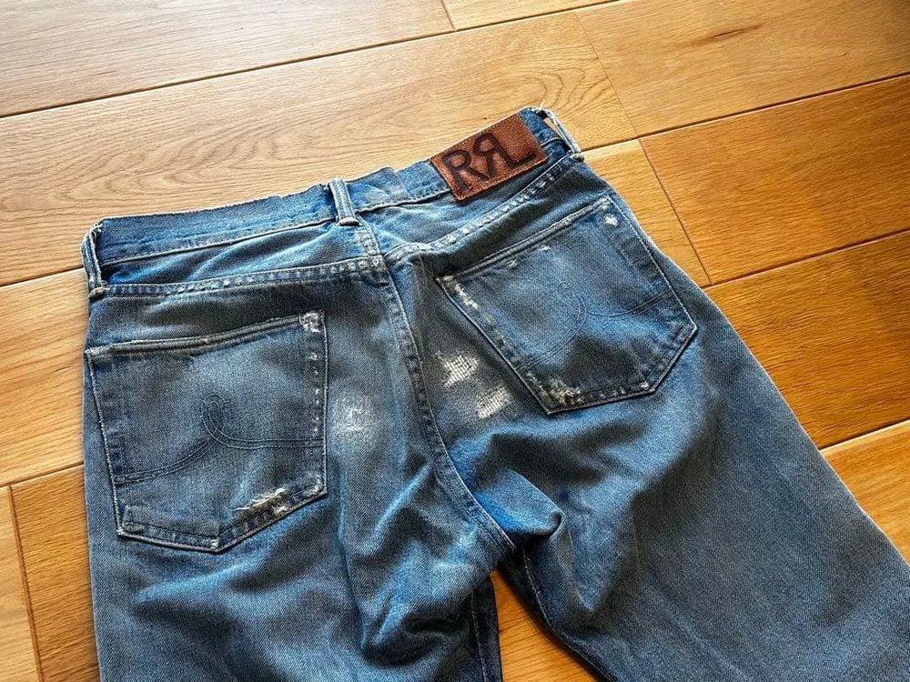 ダブルアールエル ビンテージ加工 セルビッジデニムパンツ 30×30 本物