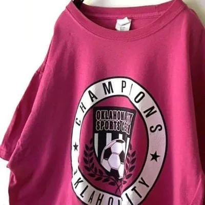 Port & Company Soccer Oklahoma T-shirt L Pink Old Clothes
