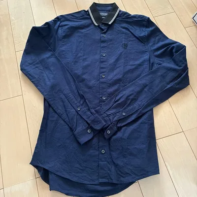 ZARA MAN 長袖シャツ ネイビー スリムフィット