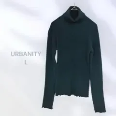 URBANITY タートルネックニット ダークグリーン シンプル カラーニット