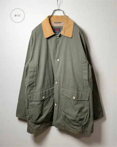 【状態良好】90.s-ハンティングジャケット-L オリーブ 古着