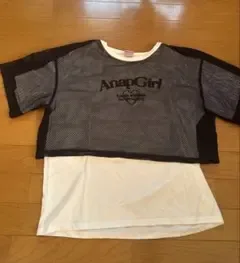ANAP メッシュレイヤード 半袖Tシャツ S トップス 重ね着風
