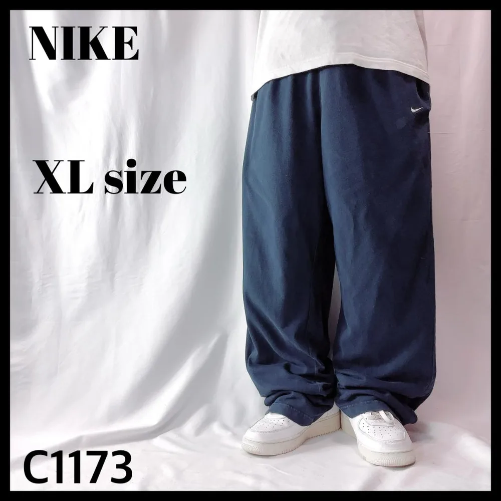 NIKE ナイキ 極太バギー ワイドストレート コットンパンツ ネイビー XL