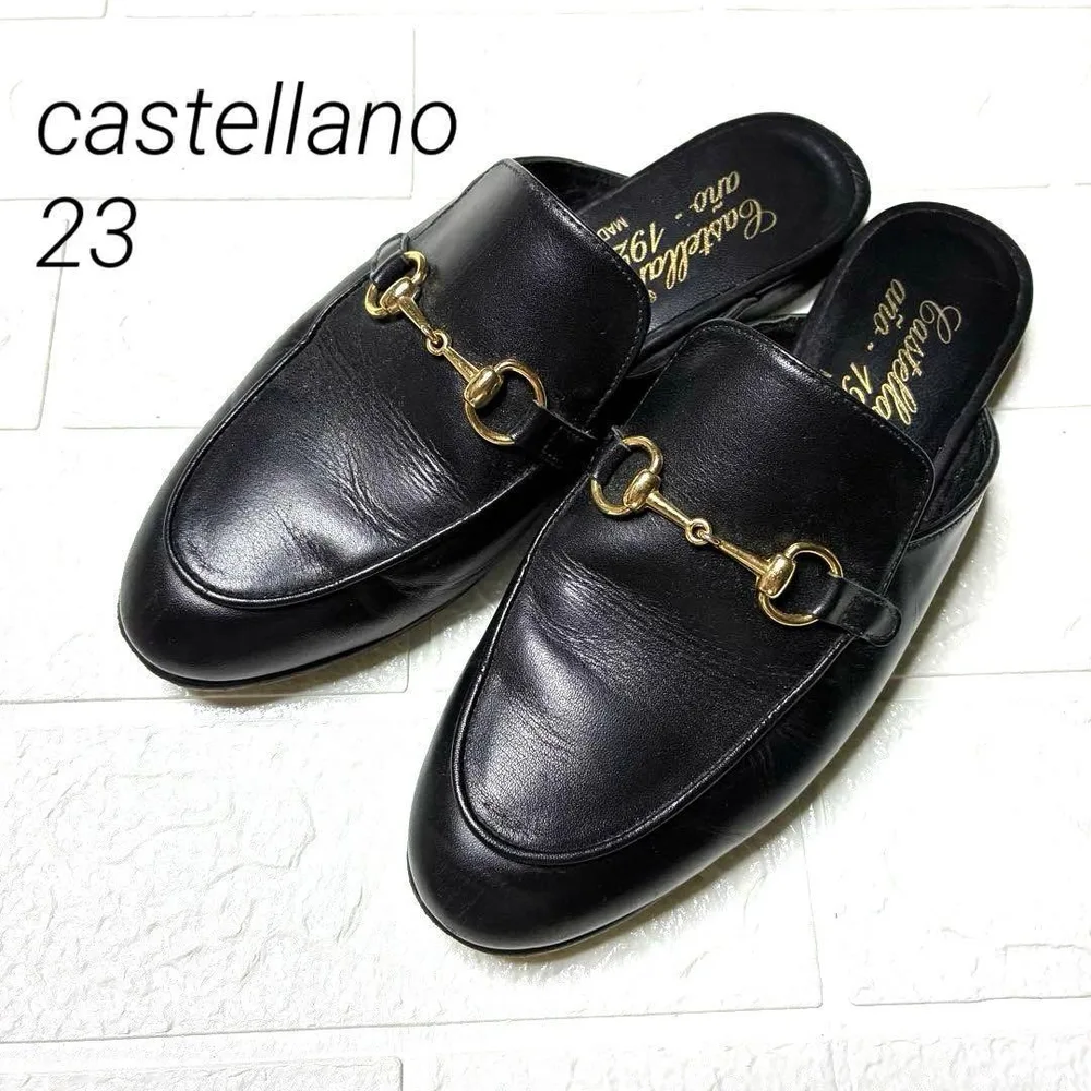 美品カステラーノcastellano ビットローファー 黒 本革 レザー36