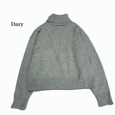 ダジィー♢長袖セーター ニット タートルネック グレー シンプル 無地 M