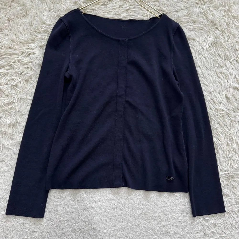 FOXEY NEW YORK ニットカーディガン ネイビー 42 キレイめ