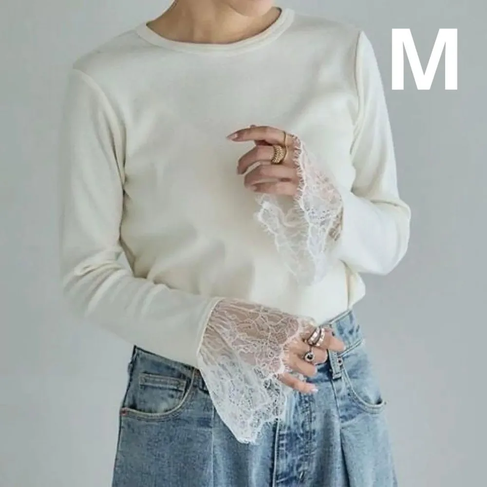 しまむら 田中里奈 コラボ プルオーバー 袖レース ブラウス シャツ トップス