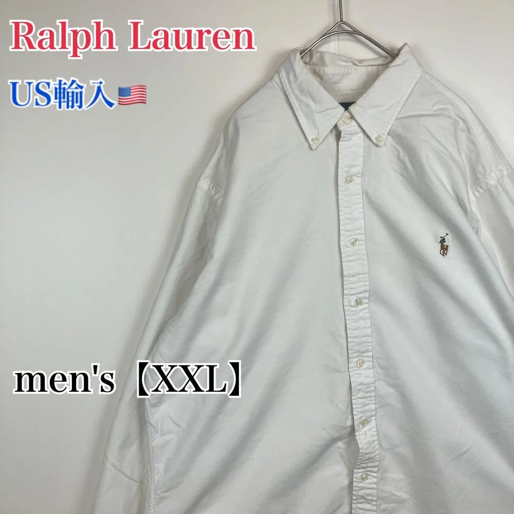 ●BA187【US輸入】ポロ ラルフローレン 長袖 BDシャツ メンズ【XXL】
