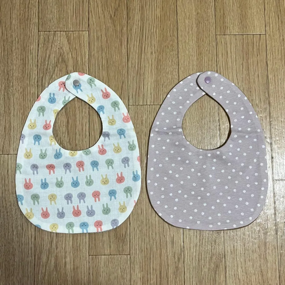 ハンドメイド スタイ 2枚セット ベビー うさぎ柄 ドット