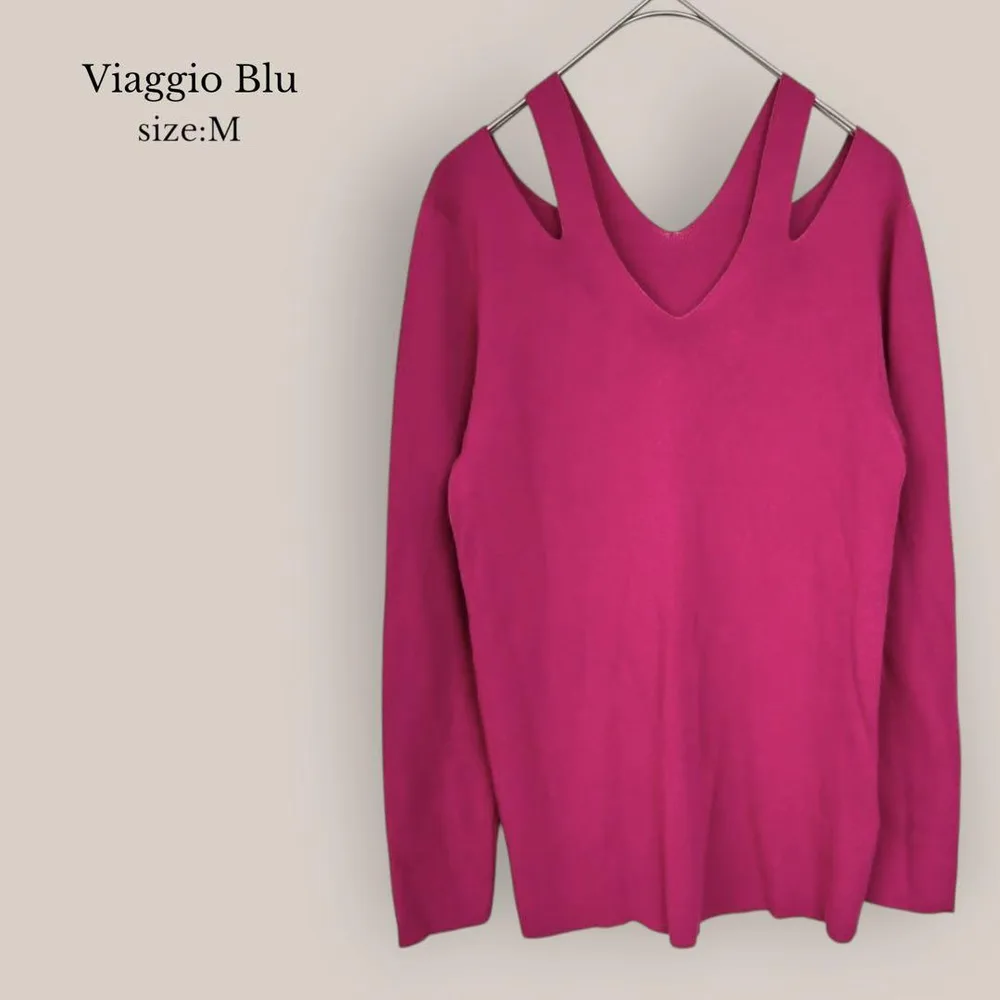 ビアッジョブルーViaggio Bluショルダーカットソーニット セーター 長袖