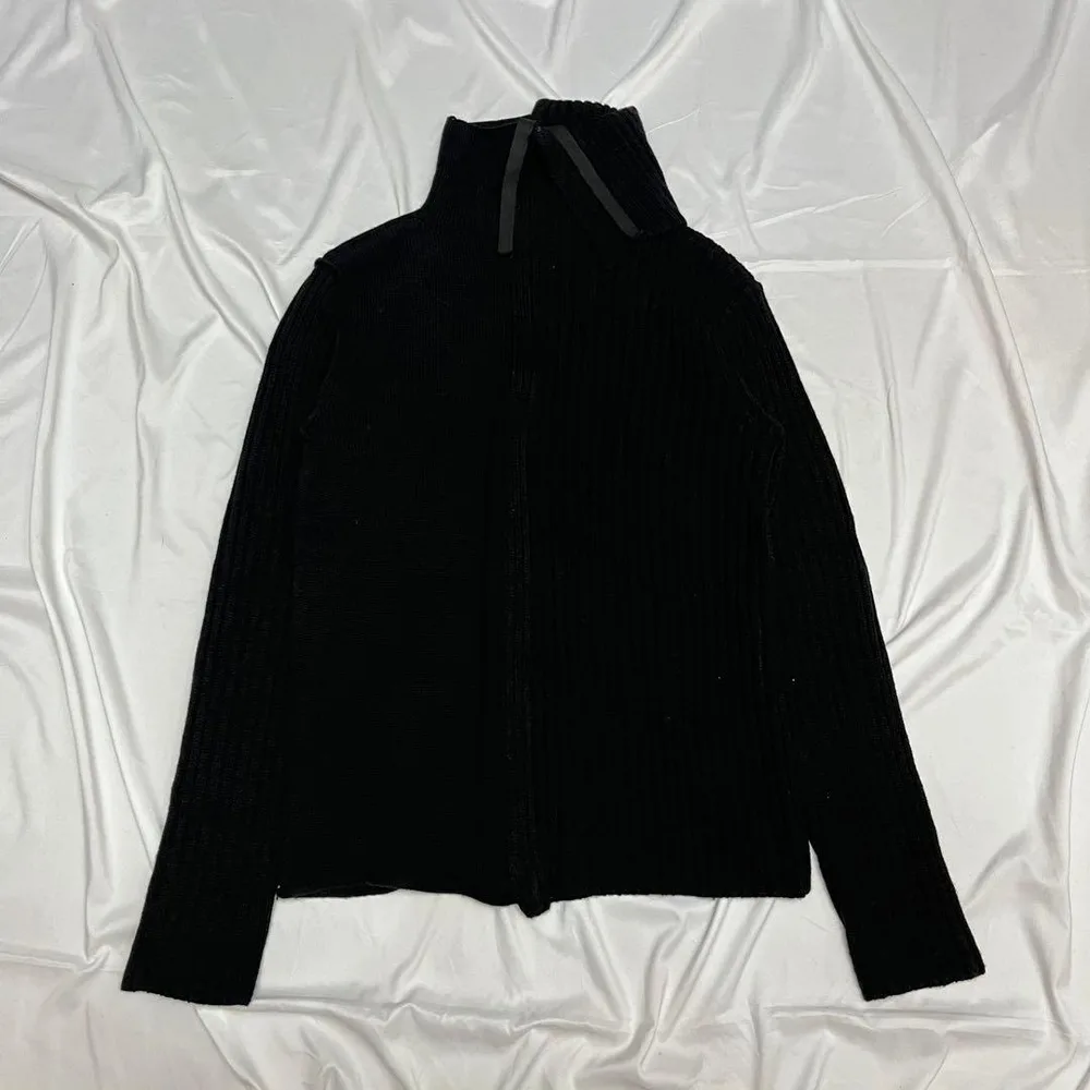 vintage asymmetry high neck zip knit