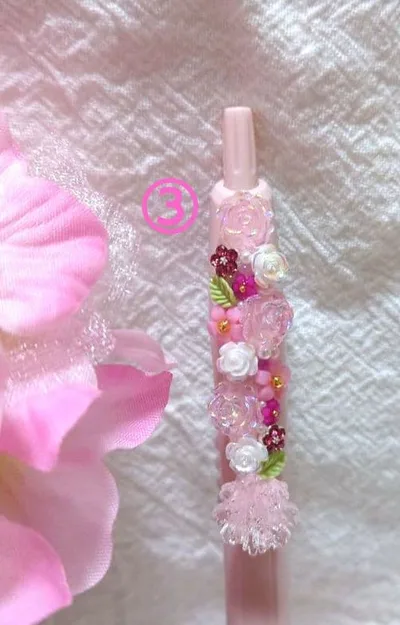 お花のデコペン ハンドメイド ジェットストリーム プレゼントに最適!③