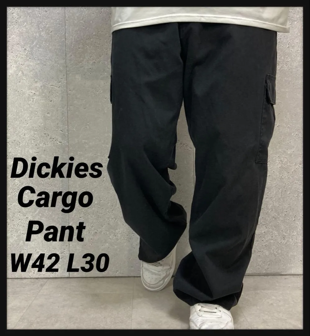 ディッキーズ ブラックチノパン カーゴパンツ ビックサイズW42 L30