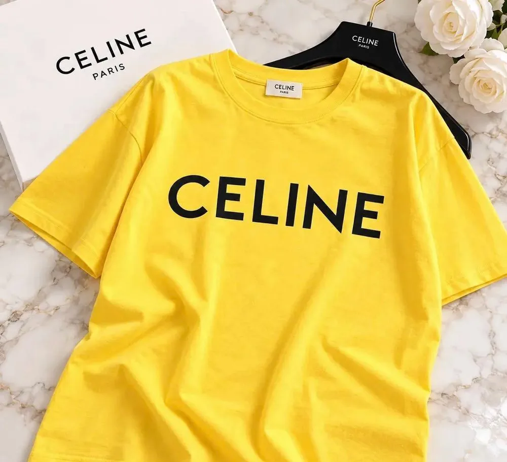 CELINE セリーヌ ロゴTシャツ イエロー 半袖 メンズ S