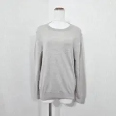 MUJI 無印 長袖 プルオーバーニット 薄手 グレー系(L)ウール・シルク