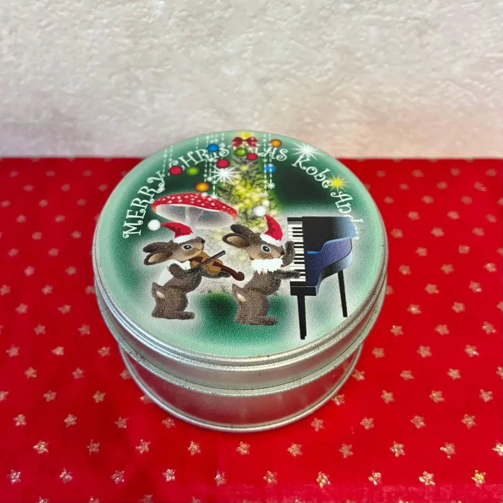 缶 クリスマス うさぎ ピアノ