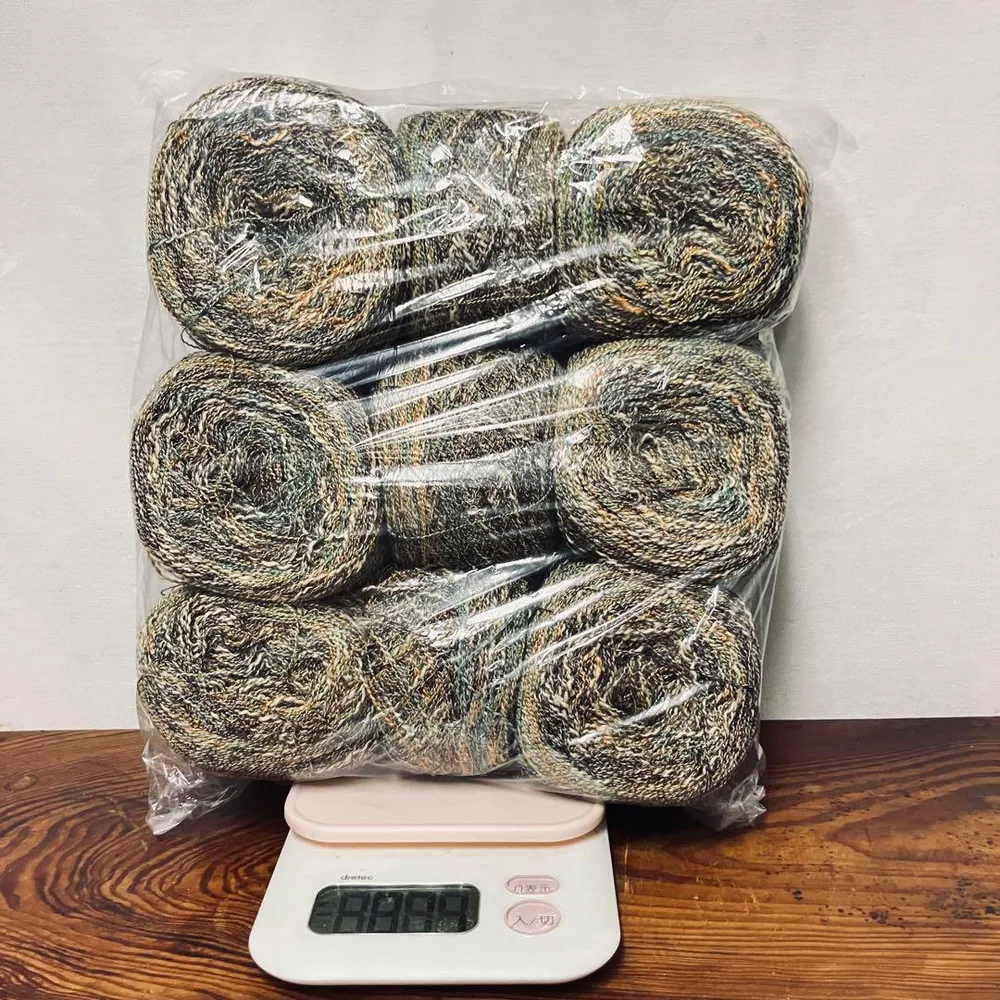 杢糸 毛糸 まとめ売り 9玉 約865g グリーン系 ミックス