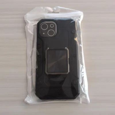 iPhone 15 スマホケース ブラック スタンド機能付き 耐衝撃