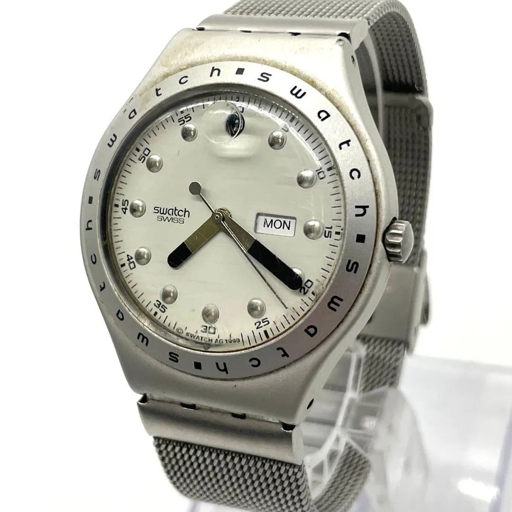 SWATCH スウォッチ アルミニウムデイト メッシュベルト 時計