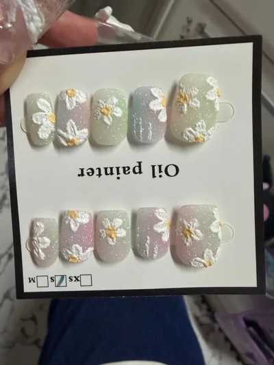 ネイルチップ フラワーデザイン 油絵風